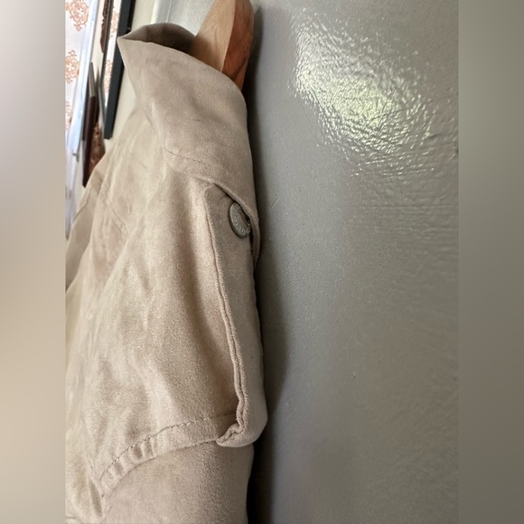 Levi’s faux suede Moto jacket in sand beige size medium - Picture 2 of 8